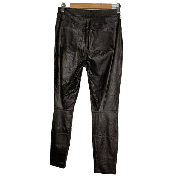 SPANX Black "Leather Like Skinny" Faux Leather Legging Size Small Mob Wife - Picture 2 of 9